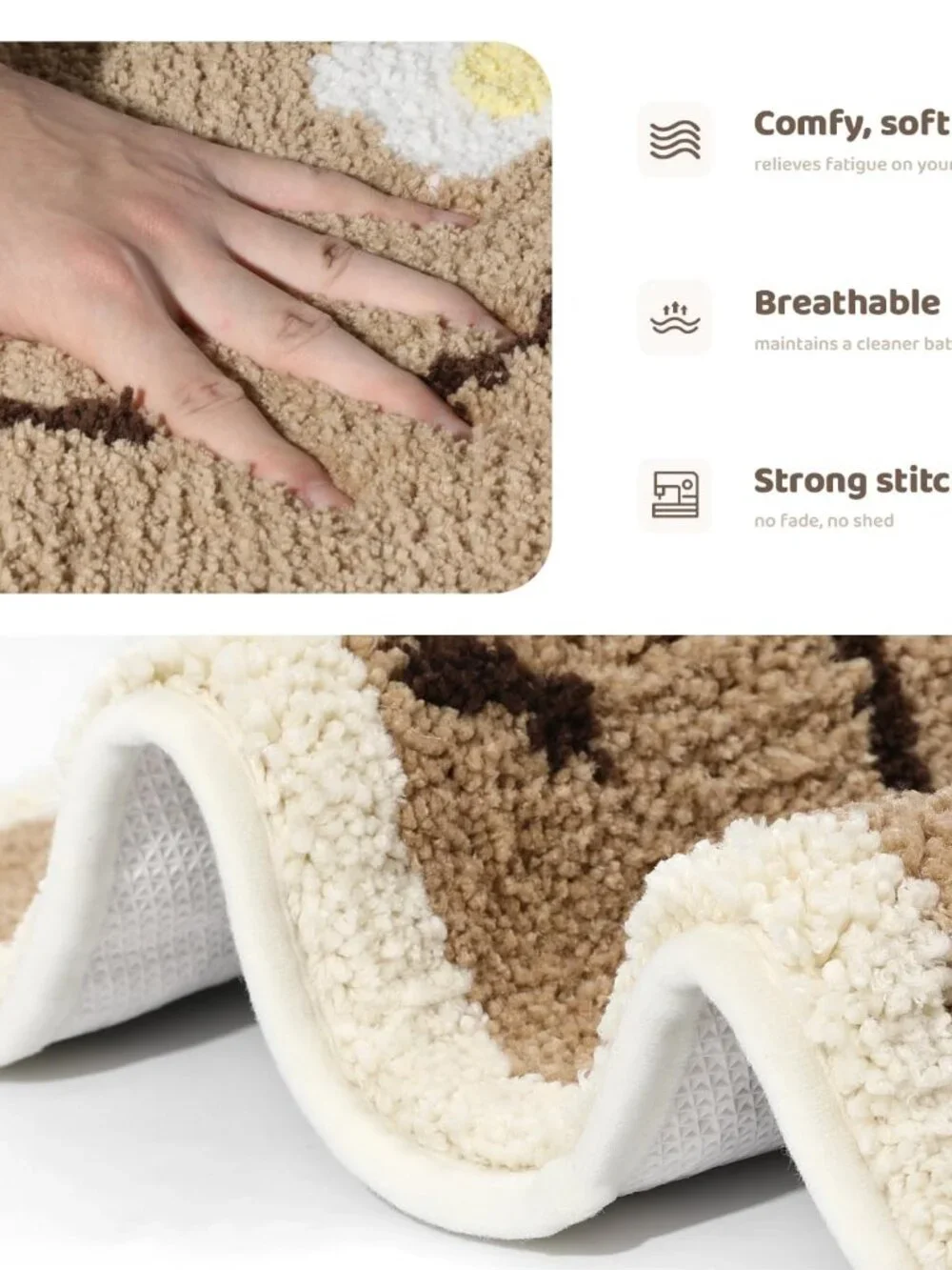 Bear Bathroom Rug Animal Bath Mat, Non-Slip Soft Shower Rug Microfiber Cute Bath